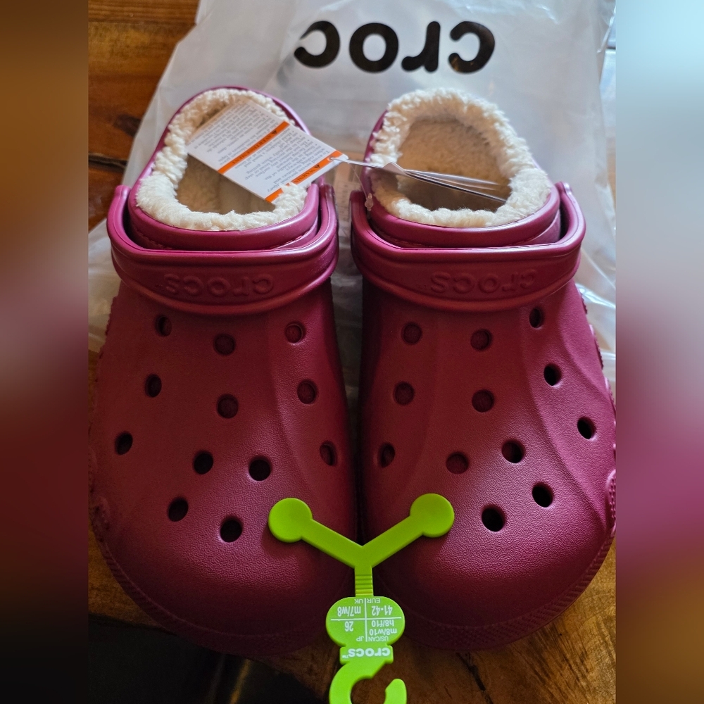 CROCS Kids' Fuchsia Slippers with Lime Accents